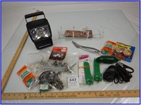 ASSORTED HARDWARE ITEMS - FLASHLIGHT - MISC