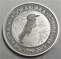 2015 Australian Kookaburra 1 Ounce 999 Fine Silver