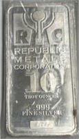 Republic Metals 10 Ounce Bar .999 Fine Silver!