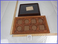 2 WOOD PICTURE FRAMES - 1 HAS PLASTIC ON FRONT