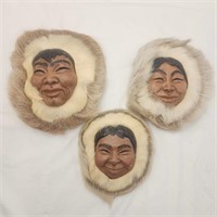 Handmade Alaskan Eskimo Heads w/Animal Trim- A