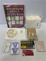 Lot of cardstock, crafting items & pen markers