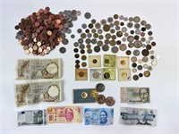 Collection Of International Coins & Currency