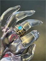 Sterling silver designer opal slipada ring