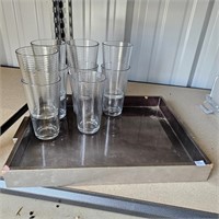 Clear Glass Tumbler Glasses & Decorative Tray