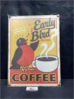 Metal Early Bird Coffee Sign