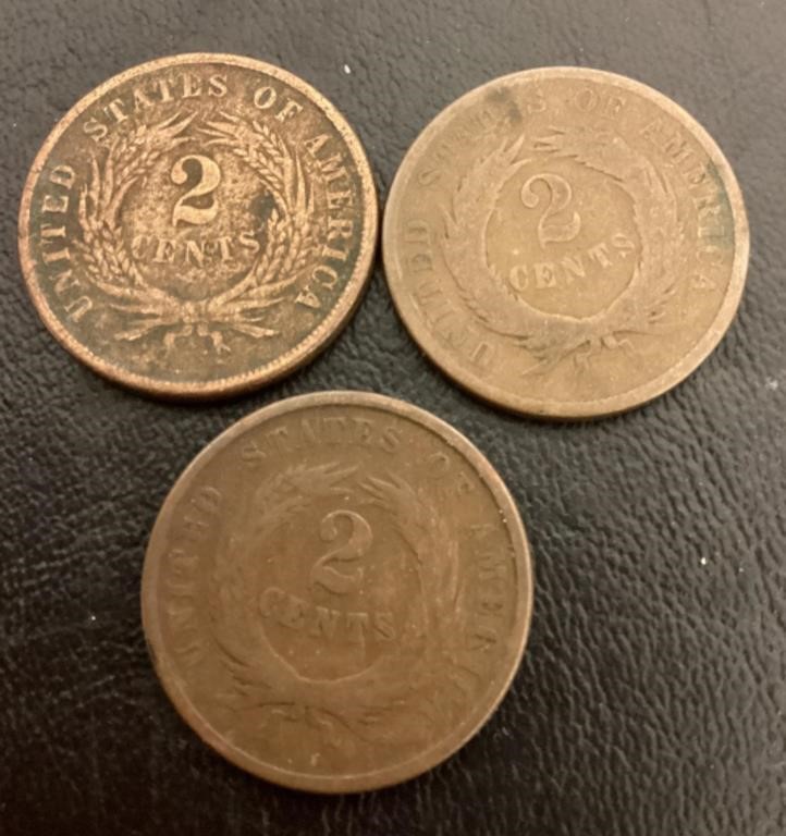 Three 2-cent pieces