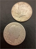 2 silver half dollars