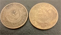 Two 2-cent pieces