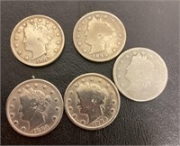 5 Liberty nickels