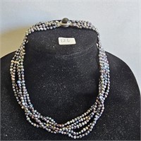 4 Strand Silver-Gray Freshwater Pearl Necklace 20"