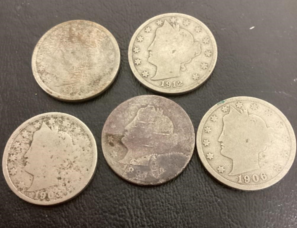5 Liberty nickels