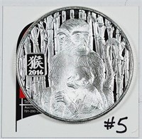 2016  Year of the Monkey  1 troy oz silver round