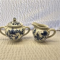 Vintage Blue Danube Cream & Covered Sugar Bowls