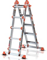 LANBITOU 5 Step Ladder  17 Ft  Silver
