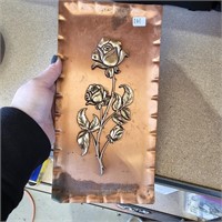 Mid Century Copper & Brass Floral Wall Art