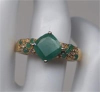 Gold Over Sterling Natural Emerald & White