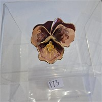 Beautiful Mid Century Mazer Enameled Flower Brooch