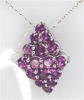 New Sterling Grape Garnet Pendant Necklace
New