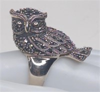 Sterling Marcasite 3-Dimensional Owl Ring
Unique
