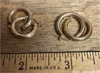 2 pair 14k gold hoop earrings