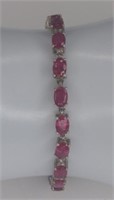 Sterling Oval Cut Ruby Sliding Clasp Tennis