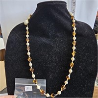 Vintage Amber Glass Costume Jewelry Necklace