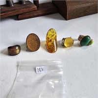 Vintage Amber Color Fashion Rings- MCM Chunky Ring