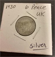 1930 British silver sixpence