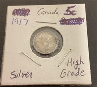 1917 Canadian silver nickel --high-grade