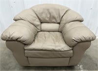 (AJ) Armchair: Overstuffed, Wide, Faux Leather