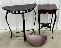 (L) Decorative Accent Tables: Wooden 2-Tiered End