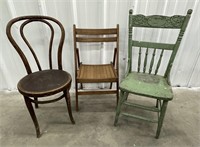 (H) Vintage Wooden Chairs Including Bentwood