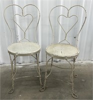 (H) Vintage Ice Cream Parlor Chairs, Heart-Shaped
