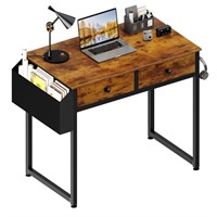 Lufeiya Small Computer Desk with 2 Drawers for Bed