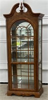 (II) Lighted Manufactured Wood Curio Cabinet With
