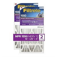 Filtrete 16x25x4 Air Filter, MPR 1550, MERV 12, He