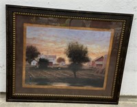 (JJ) Large Framed Painting Of Country Farm