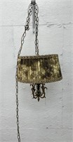 (I) Vintage Brass Hanging Lamp With Decorative
