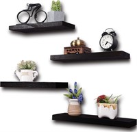 $25  Wood Floating Shelves Set of 4 - 17INCH Black