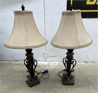 (L) Iron & Marble Table Lamps. 33’’ . Bidding 2x