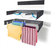 $70  40-INCH Wall Mounted Laundry Rack  Gray