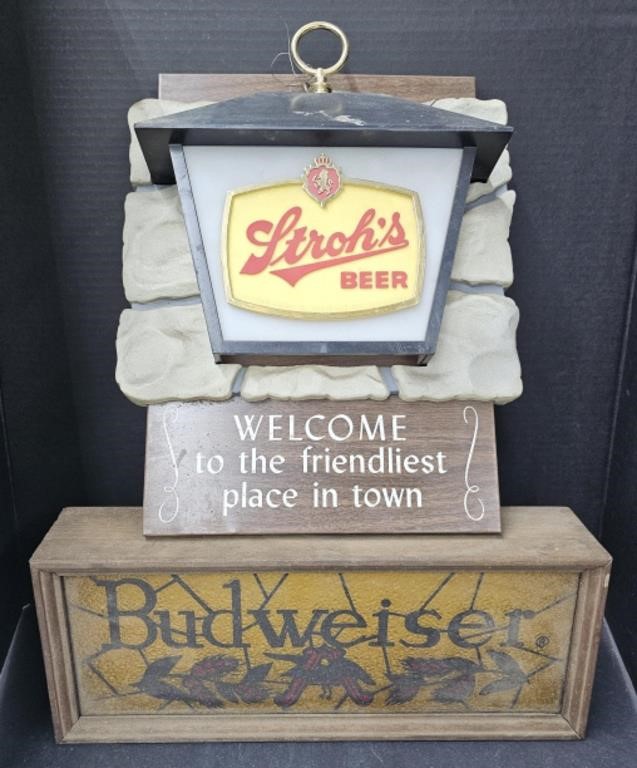 (AM) Stroh's Beer Sign16 IN Tall, Budweiser Light