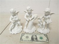 3 Vintage Crown "D" Ceramic Angel Figurines