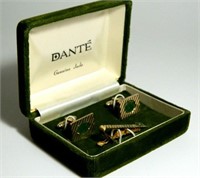 VINTAGE DANTE GENUINE JADE NECKTIE CUFFLINKS MEN