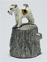 Vintage Scottish Terrier Thimble Pewter Enamel