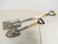 2 Different Metal & Wood Shovels - As Shown -