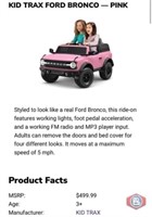 New (1 pcs) KID TRAX FORD BRONCO — PINK