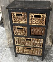 Wicker basket drawer cabinet