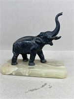 Genuine Onyx base cast elephant